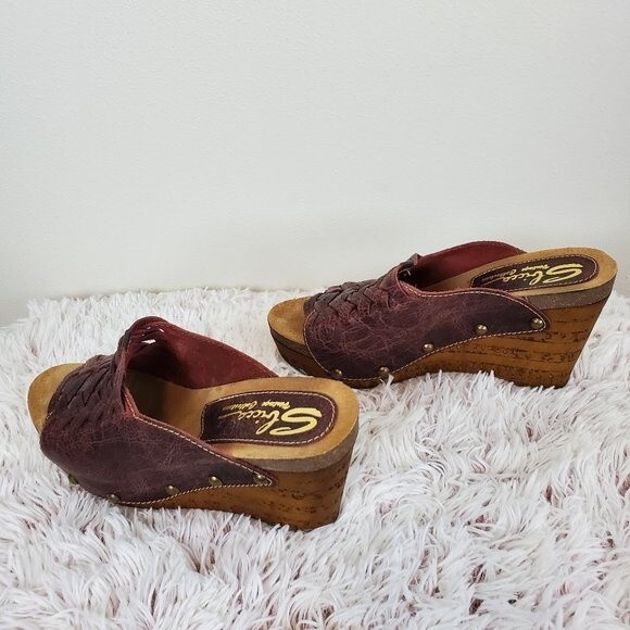 Sbicca Braided Leather Wedge Clog Sandals - Picture 5 of 10